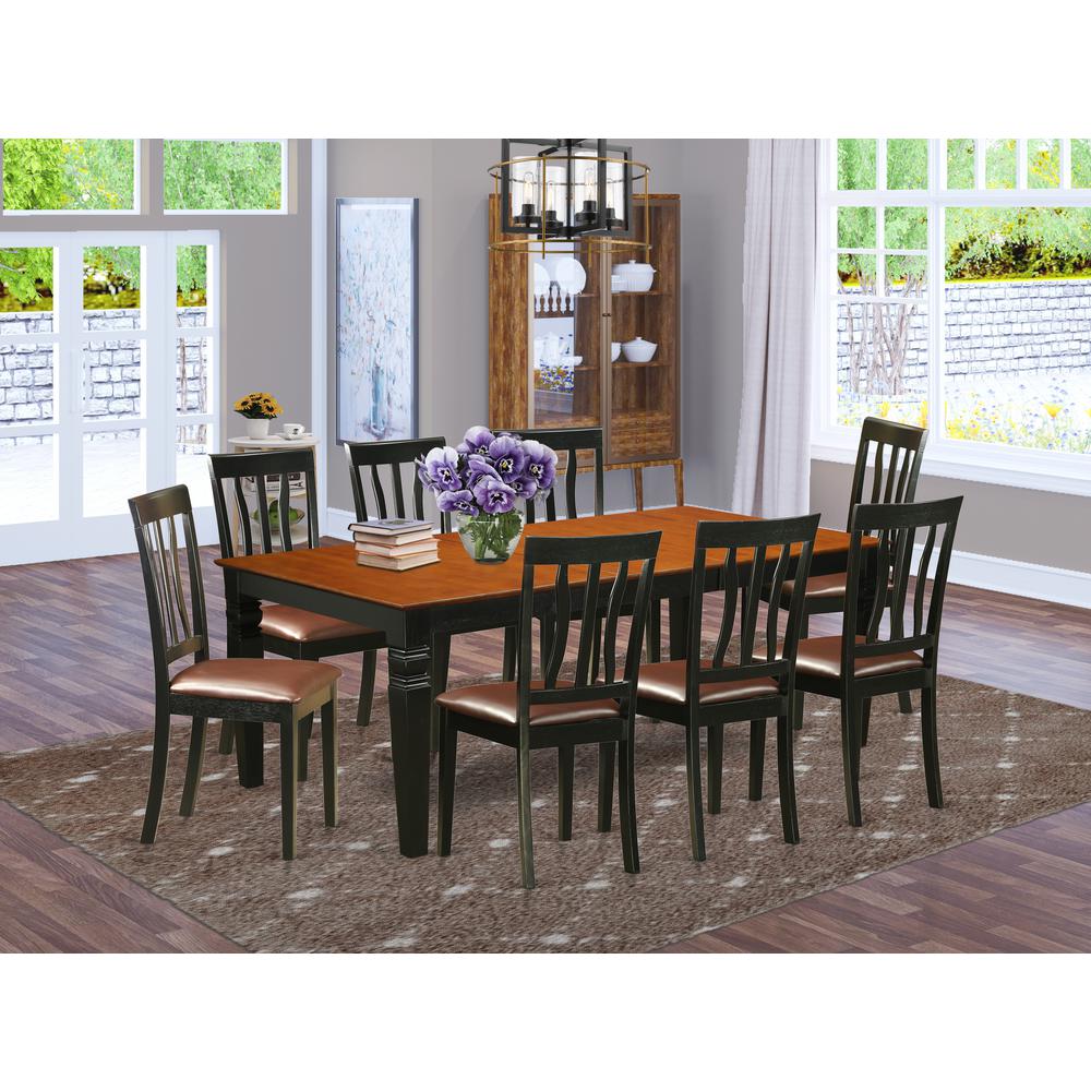 9  PcKitchen  Table  set  with  a  Dining  Table  and  8  Kitchen  Chairs  in  Black  and  Cherry. Picture 4