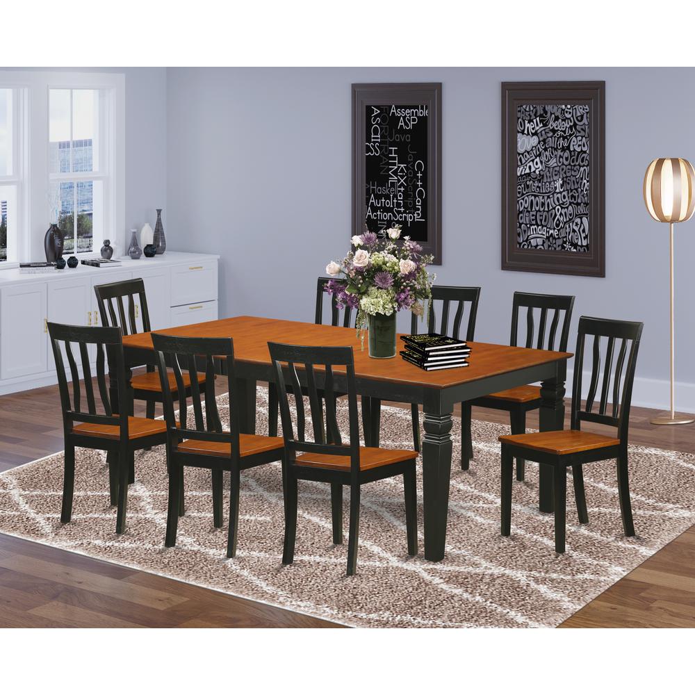 9  PcKitchen  dinette  set  with  a  Table  and  8  Dining  Chairs  in  Black  and  Cherry. Picture 4