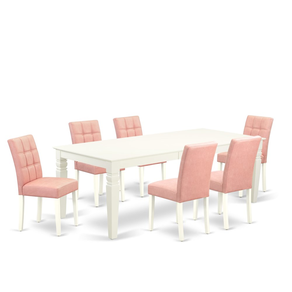 7 Piece Dining Table Set consists A Wooden Table. Picture 1