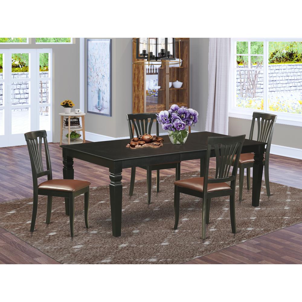 5  Pc  Dinette  set  with  a  Kitchen  Table  and  4  Leather  Dining  Chairs  in  Black. Picture 4