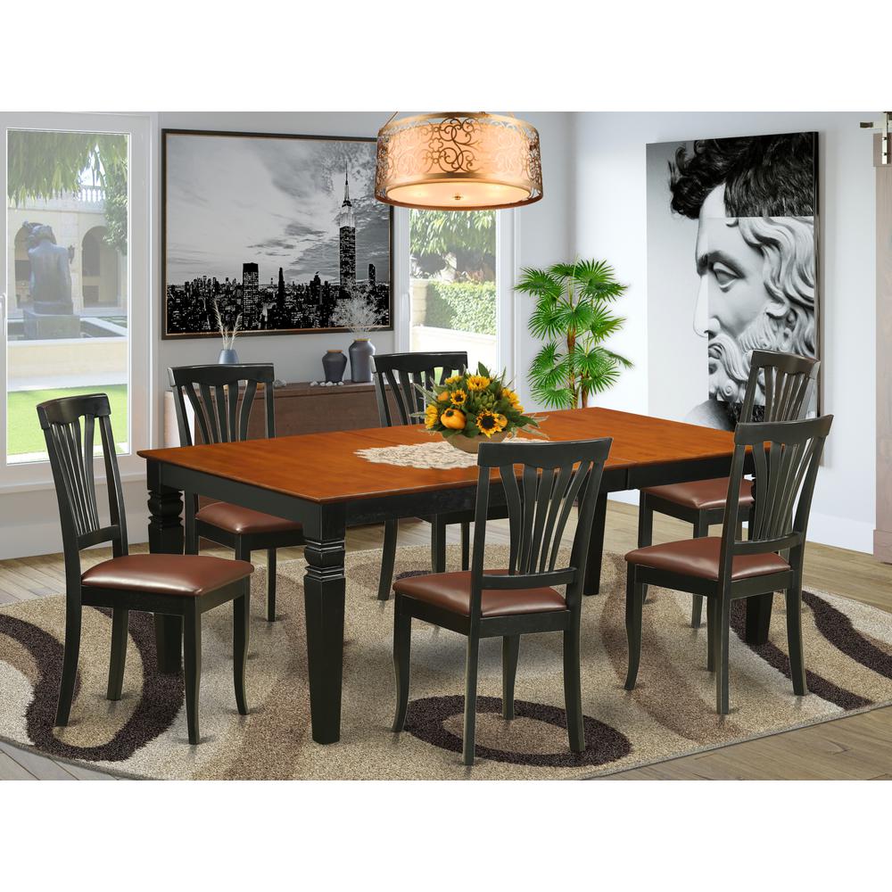 7  PcTable  and  chair  set  with  a  Table  and  6  Dining  Chairs  in  Black  and  Cherry. Picture 4