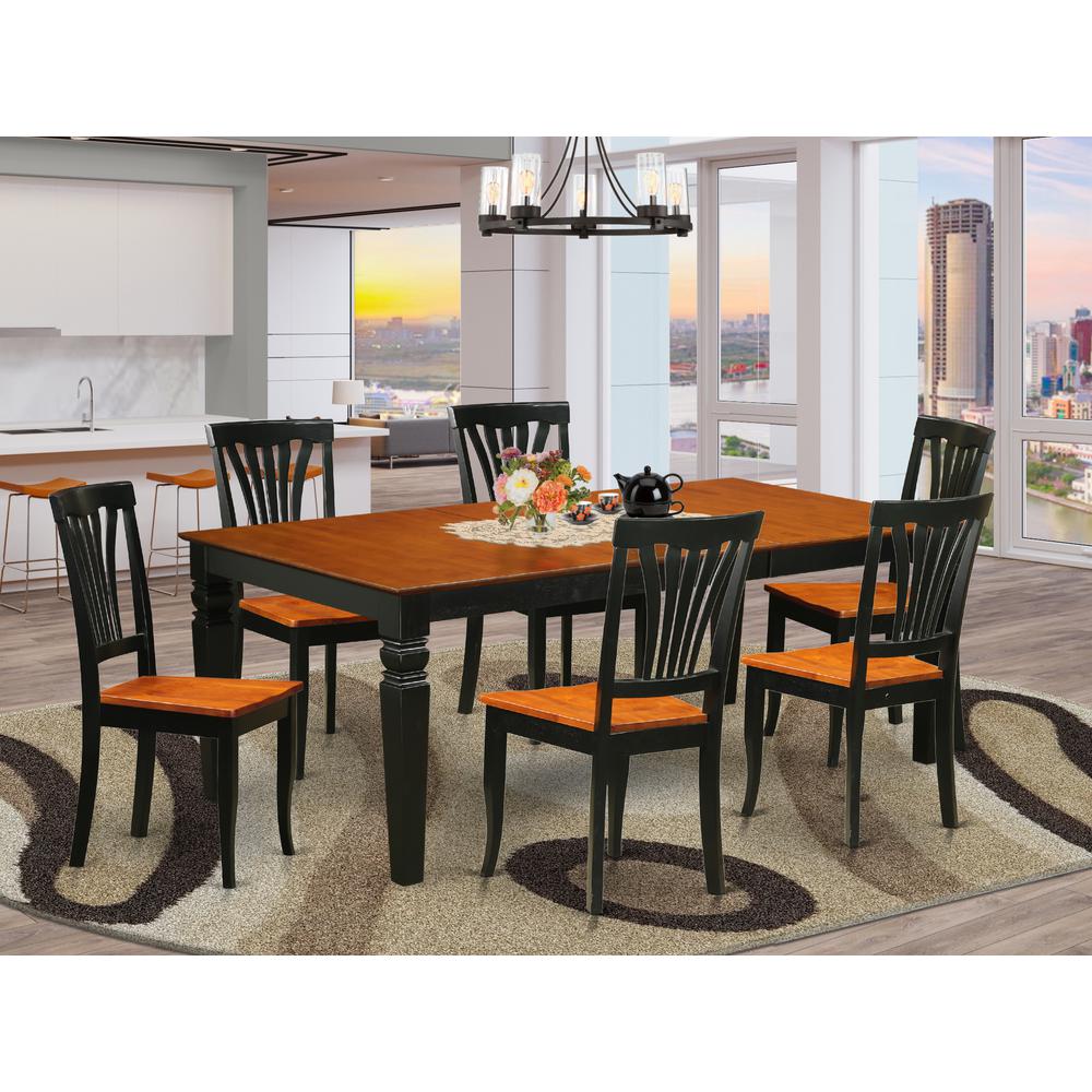 7  Pc  Dinette  set  with  a  Table  and  6  Dining  Chairs  in  Black  and  Cherry. Picture 4