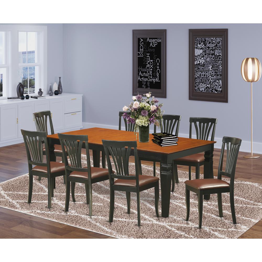 9  PcTable  set  with  a  Dining  Table  and  8  Dining  Chairs  in  Black  and  Cherry. Picture 4