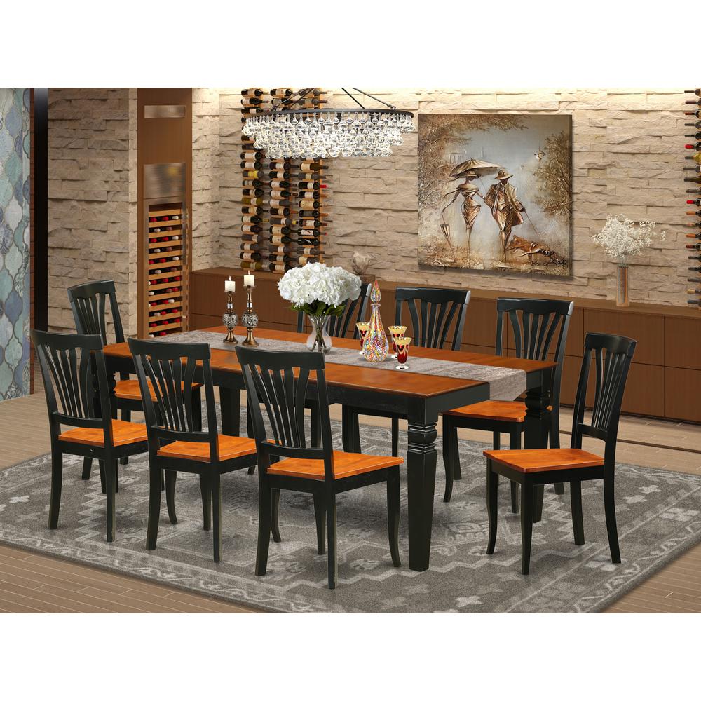 9  PC  Kitchen  dinette  set  with  a  Dining  Table  and  8  Dining  Chairs  in  Black  and  Cherry. Picture 4