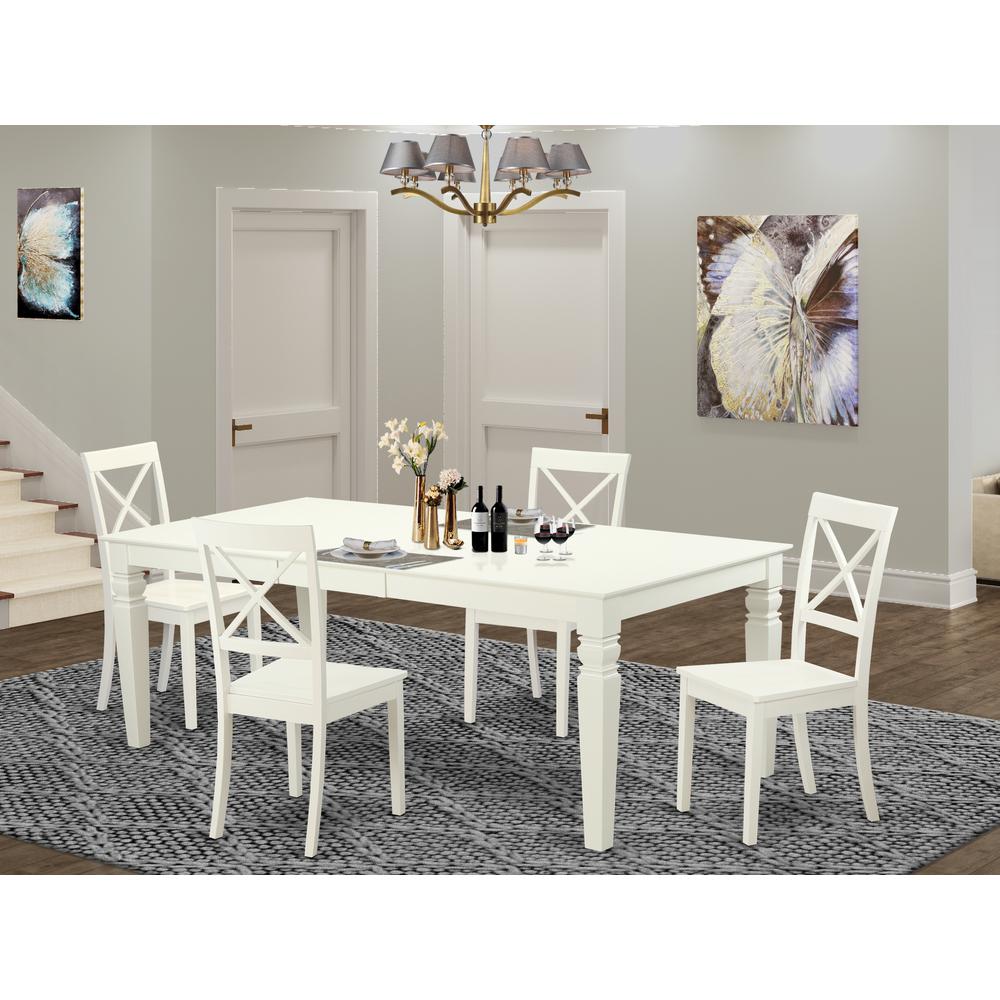 5  PcKitchen  Table  set  with  a  Dining  Table  and  4  Dining  Chairs  in  Linen  White. Picture 4