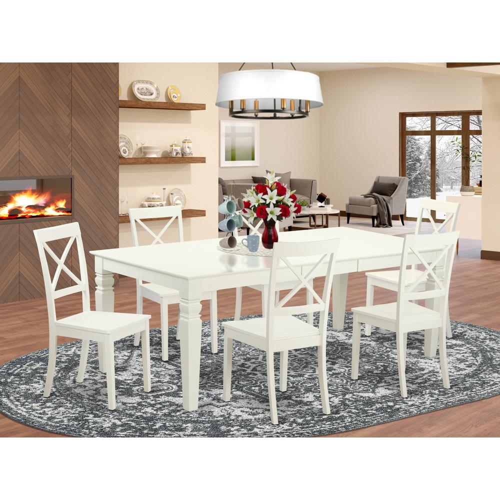 7  PC  Kitchen  Tables  and  chair  set  with  a  Table  and  6  Dining  Chairs  in  Linen  White. Picture 4