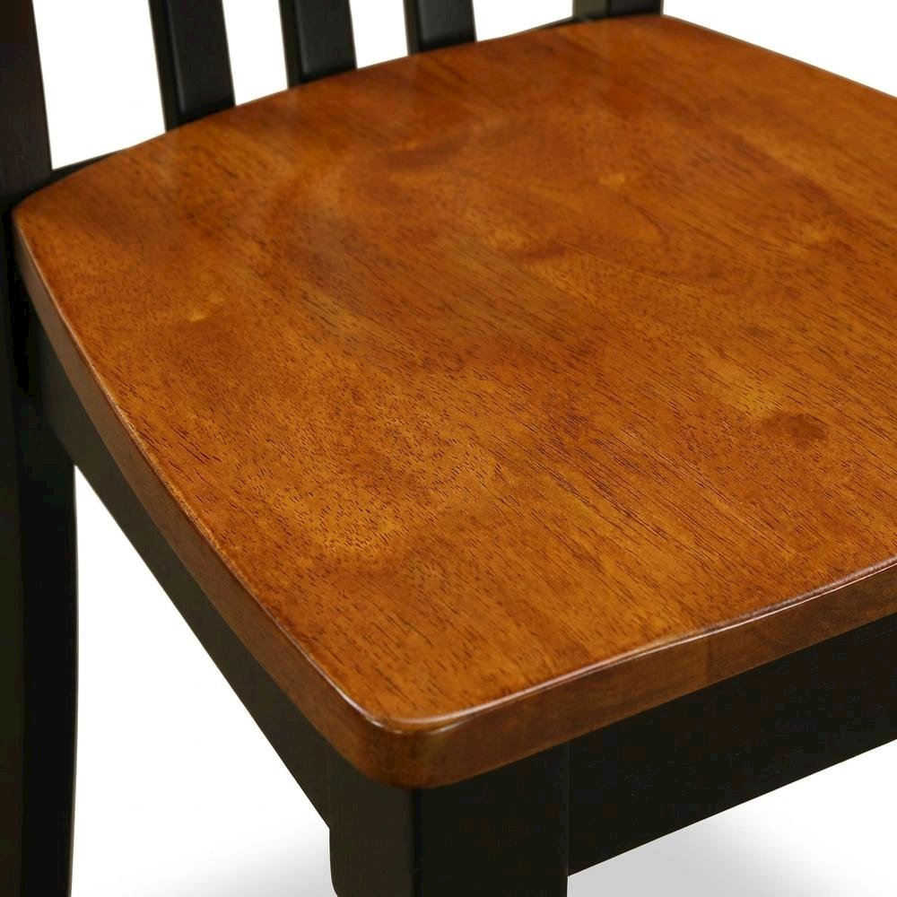 Traditional Solid Wood Dining Chair with Wood Seat, Black & Cherry, Set of 2. Picture 7
