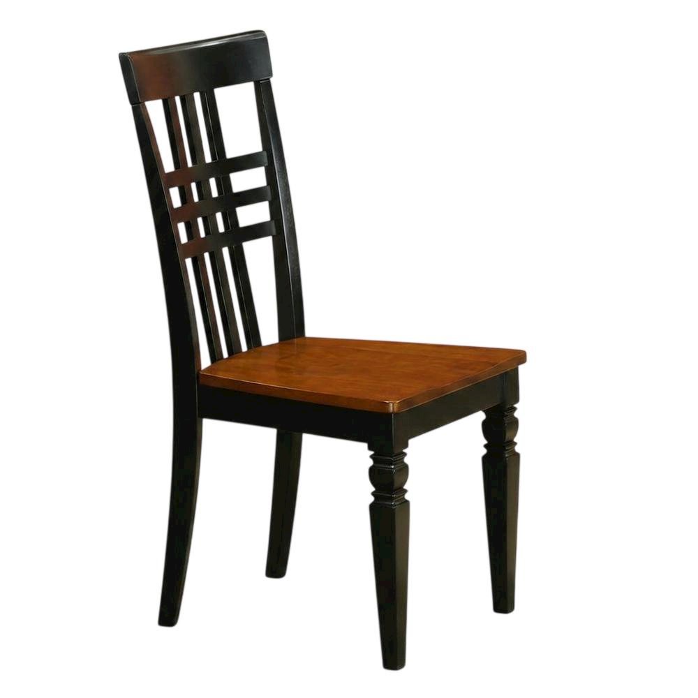 Traditional Solid Wood Dining Chair with Wood Seat, Black & Cherry, Set of 2. Picture 5