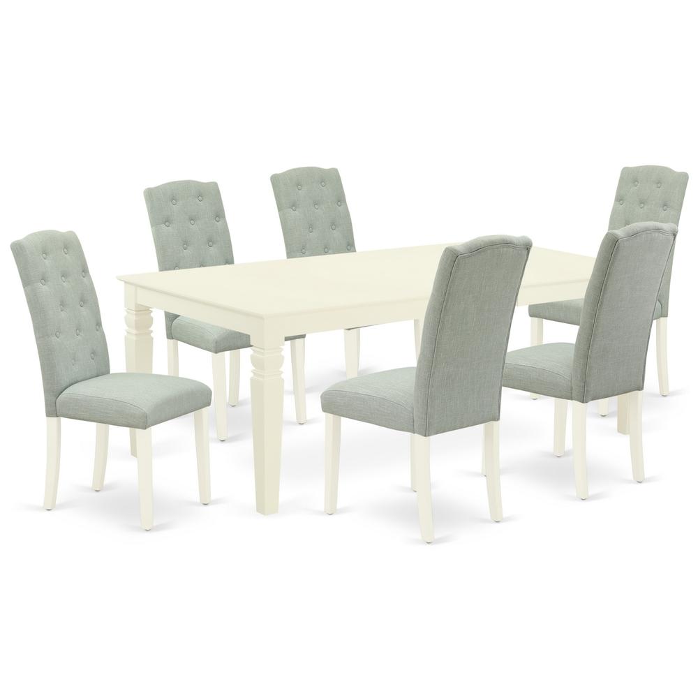 Dining Room Set Linen White, LGCE7-LWH-15. Picture 1