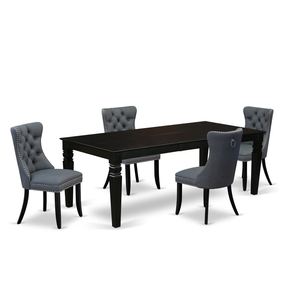 5 Piece Dining Table Set Contains a Rectangle Wooden Table with Butterfly Leaf. Picture 6