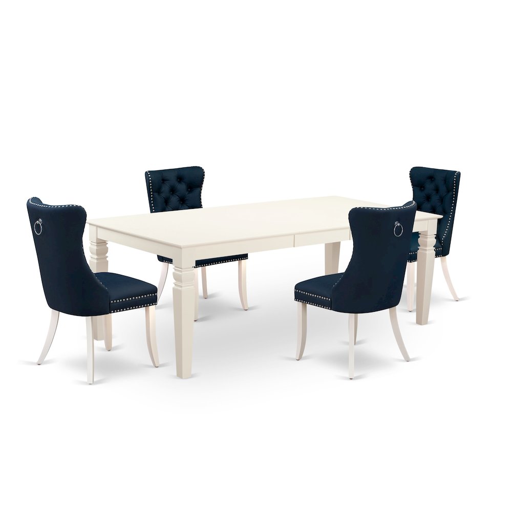 5 Piece Dining Set Consists of a Rectangle Wooden Table with Butterfly Leaf. Picture 1