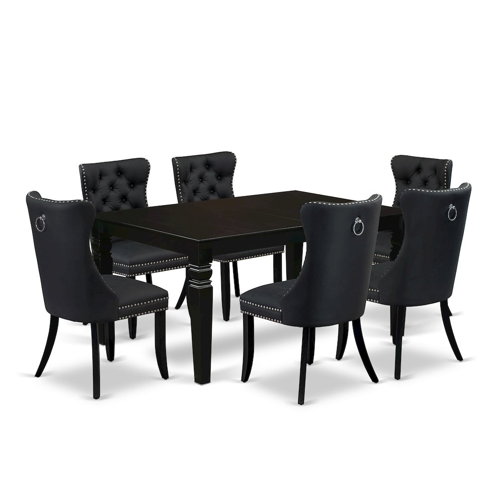 7 Piece Dinette Set Contains a Rectangle Kitchen Table with Butterfly Leaf. Picture 1