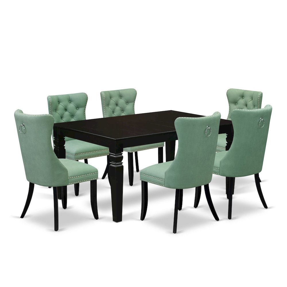 7 Piece Dining Table Set Consists of a Rectangle Kitchen Table. Picture 1