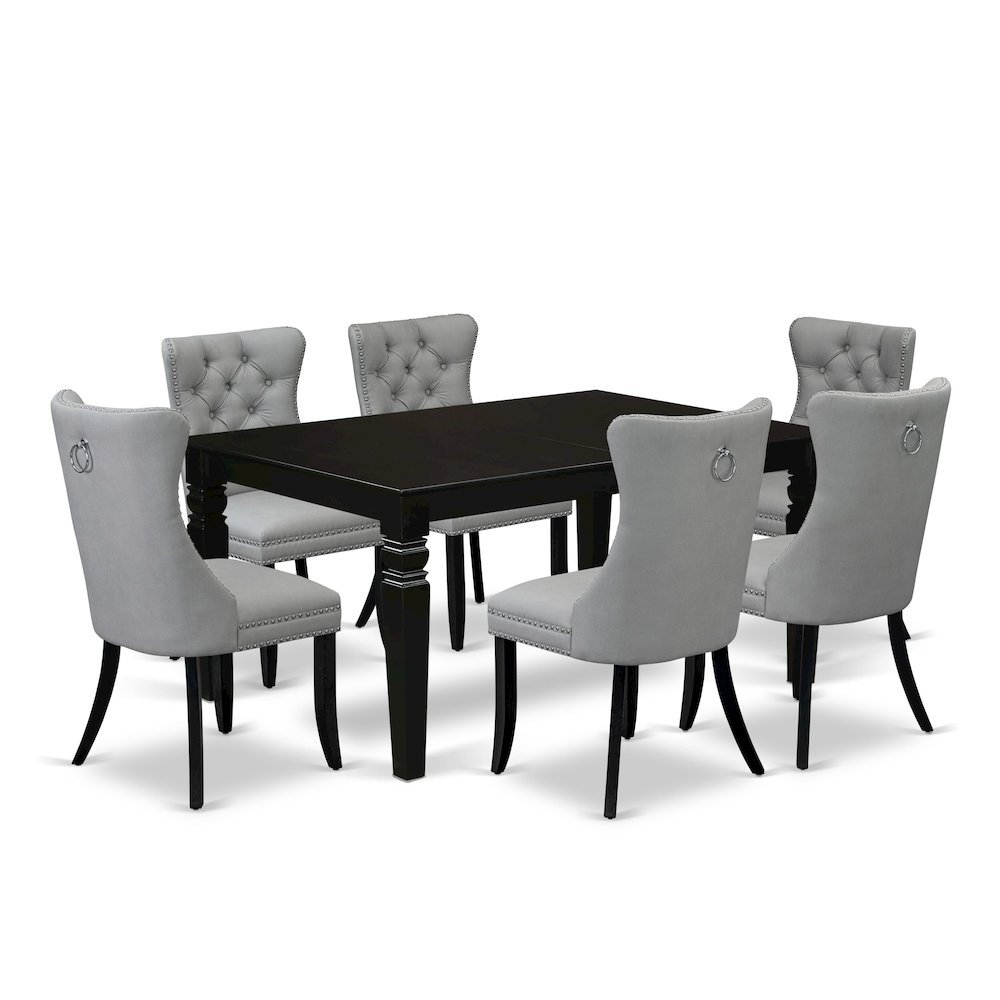 7 Piece Dining Table Set Contains a Rectangle Kitchen Table with Butterfly Leaf. Picture 1