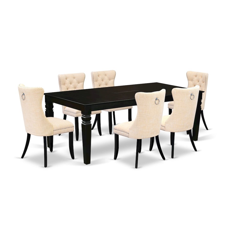 7 Piece Kitchen Table Set Consists of a Rectangle Dining Table. Picture 1