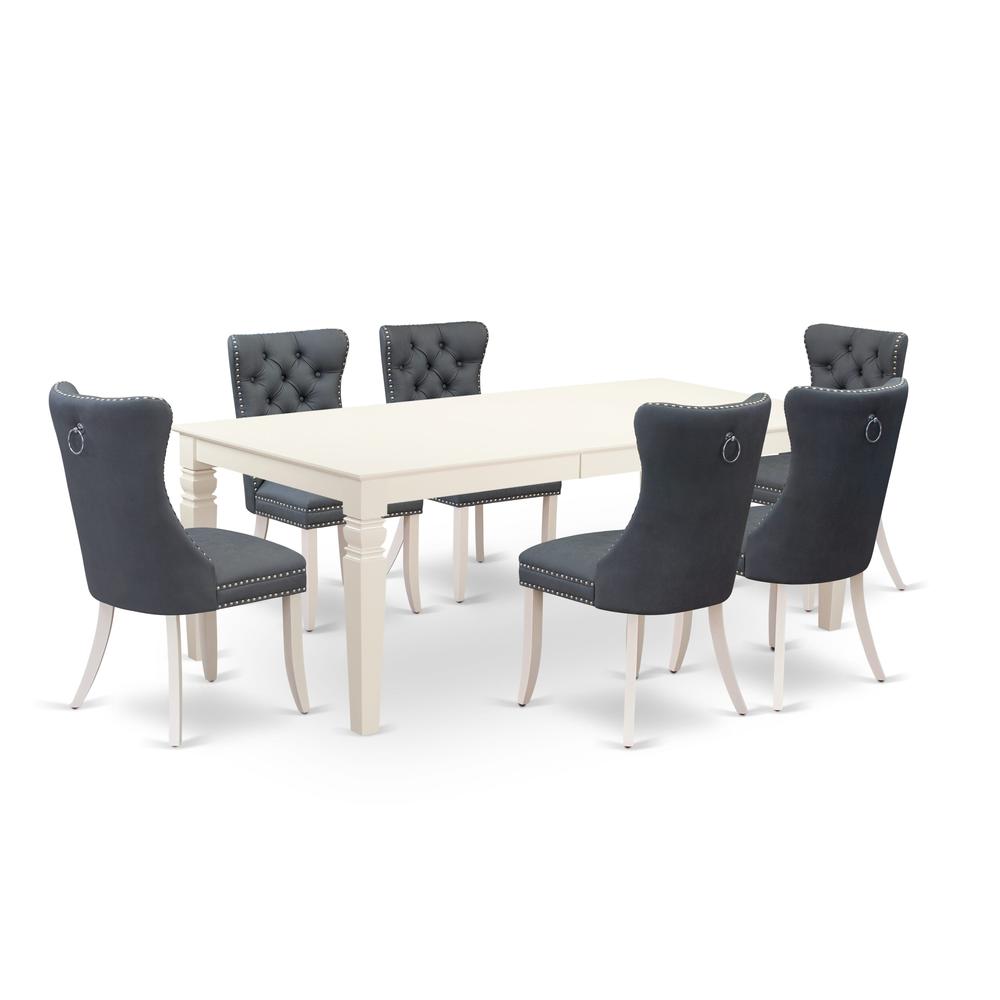 7 Piece Kitchen Set Consists of a Rectangle Dining Table with Butterfly Leaf. Picture 5