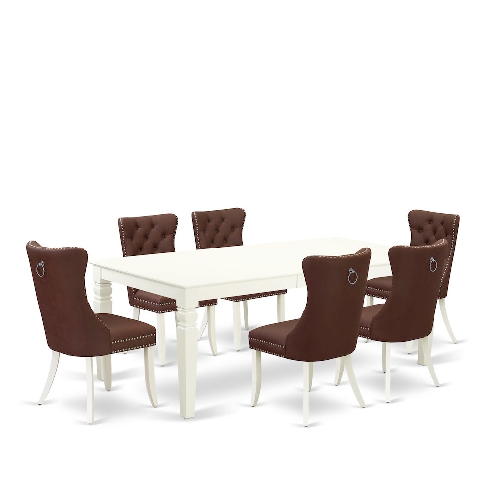 7 Piece Dining Set Contains a Rectangle Kitchen Table with Butterfly Leaf. Picture 1