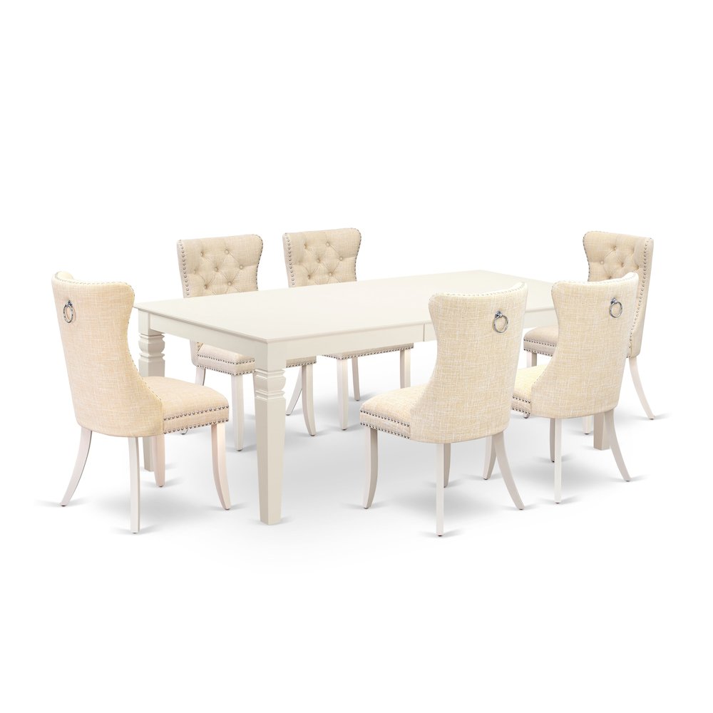 7 Piece Dinette Set Contains a Rectangle Dining Table with Butterfly Leaf. Picture 1