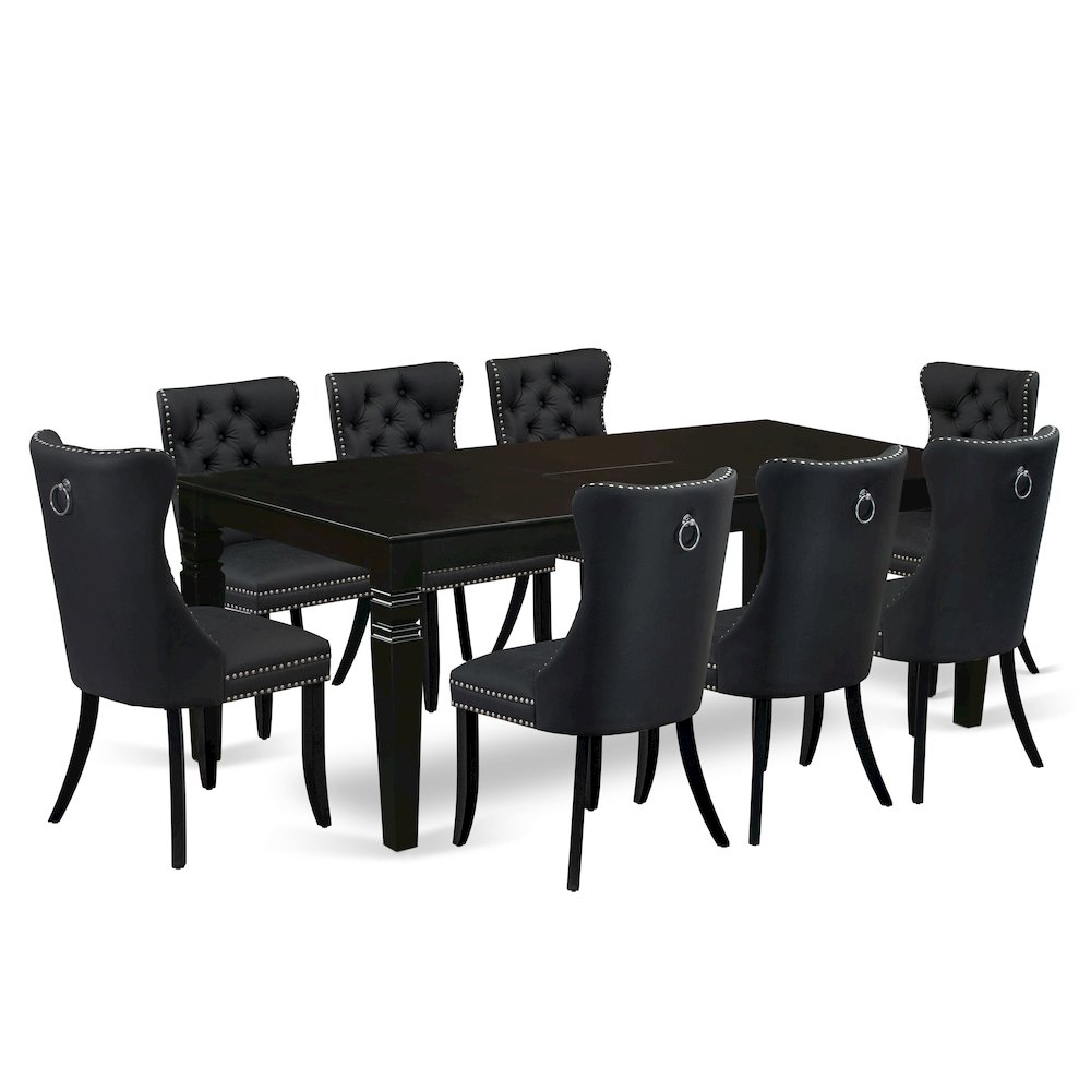 9 Piece Dining Table Set Consists of a Rectangle Kitchen Table. Picture 1
