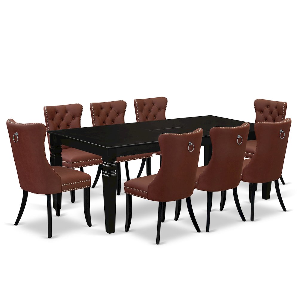 9 Piece Kitchen Set Consists of a Rectangle Dining Table with Butterfly Leaf. Picture 1