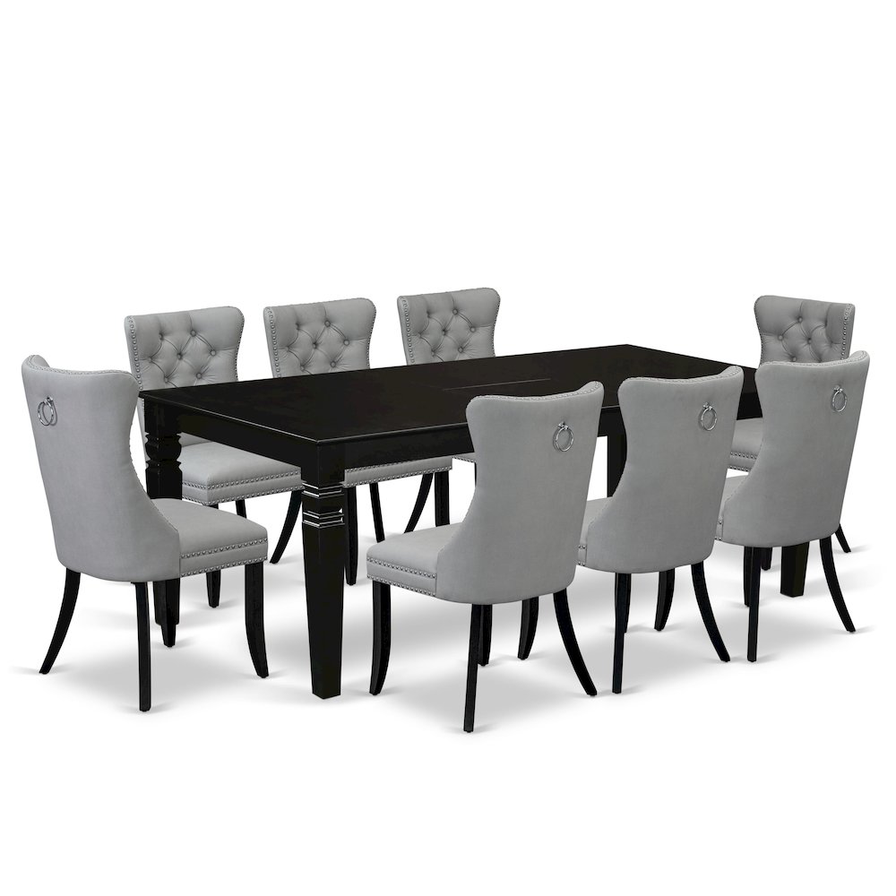 9 Piece Kitchen Set Consists of a Rectangle Dining Table with Butterfly Leaf. Picture 1