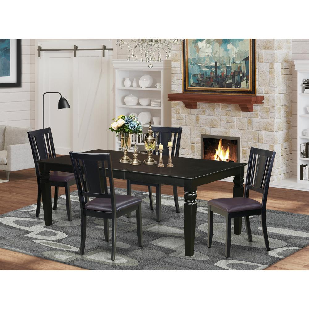 5  Pc  Dining  set  with  a  Dining  Table  and  4  Leather  Dining  Chairs  in  Black. Picture 4