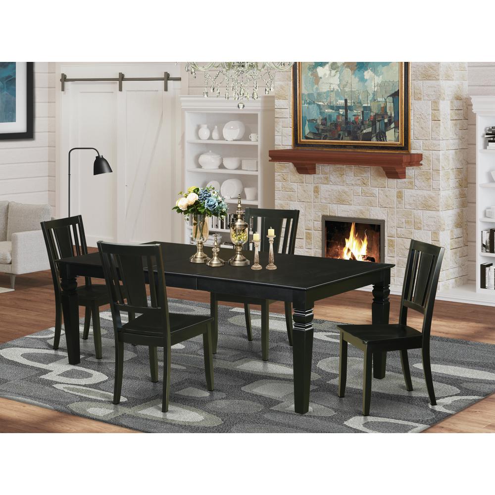 5  Pc  Dining  Room  set  with  a  Dinning  Table  and  4  Wood  Dining  Chairs  in  Black. Picture 4