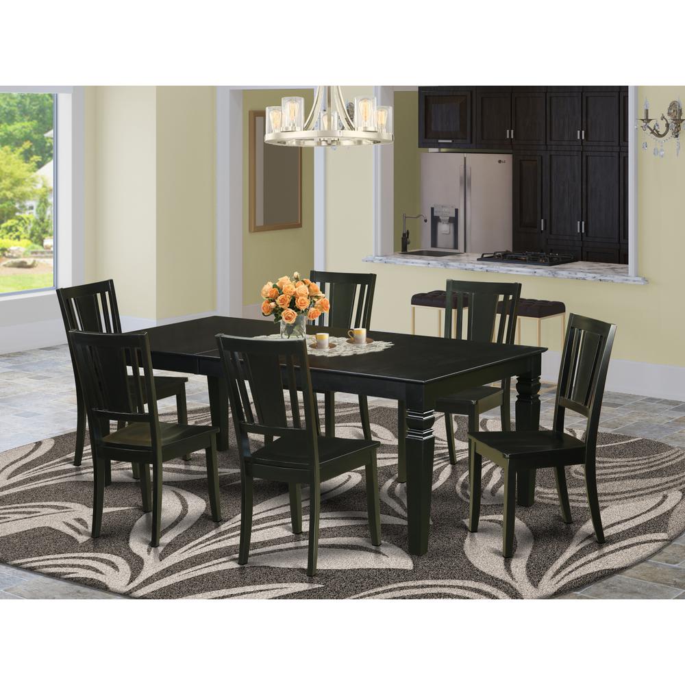 7  Pc  Dinette  set  with  a  Dining  Table  and  6  Wood  Kitchen  Chairs  in  Black. Picture 4