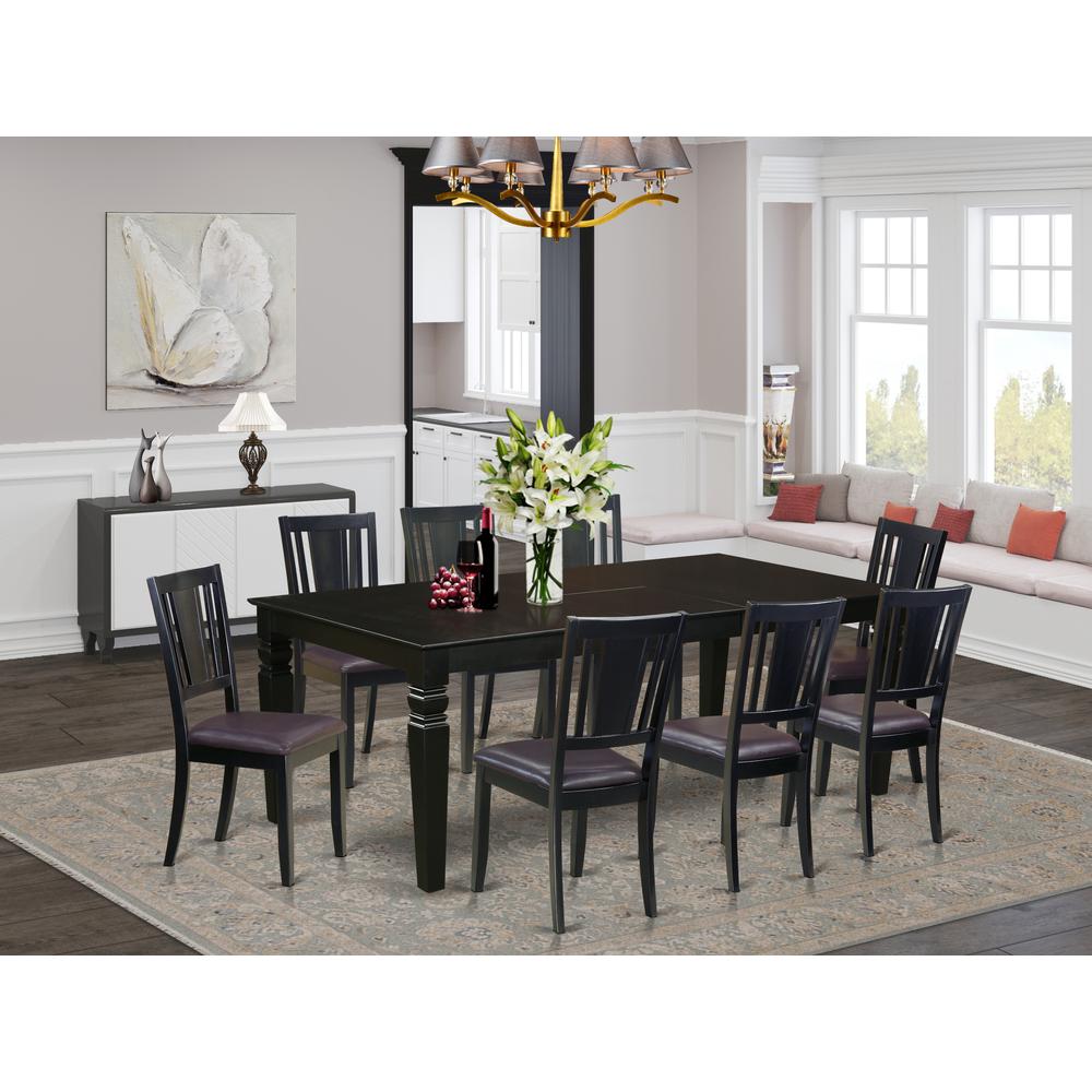 9  Pc  Dinette  set  with  a  Dining  Table  and  8  Leather  Dining  Chairs  in  Black. Picture 4