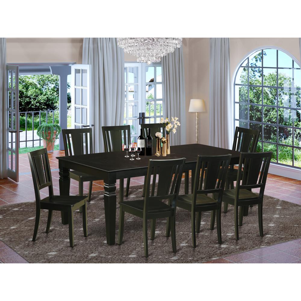 9  Pc  Dinette  set  with  a  Dinning  Table  and  8  Wood  Kitchen  Chairs  in  Black. Picture 4