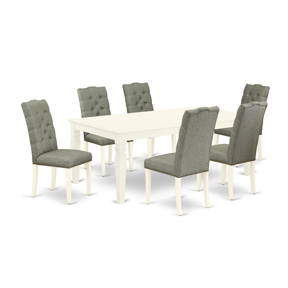 Dining Room Set Linen White, LGEL7-LWH-07. Picture 1