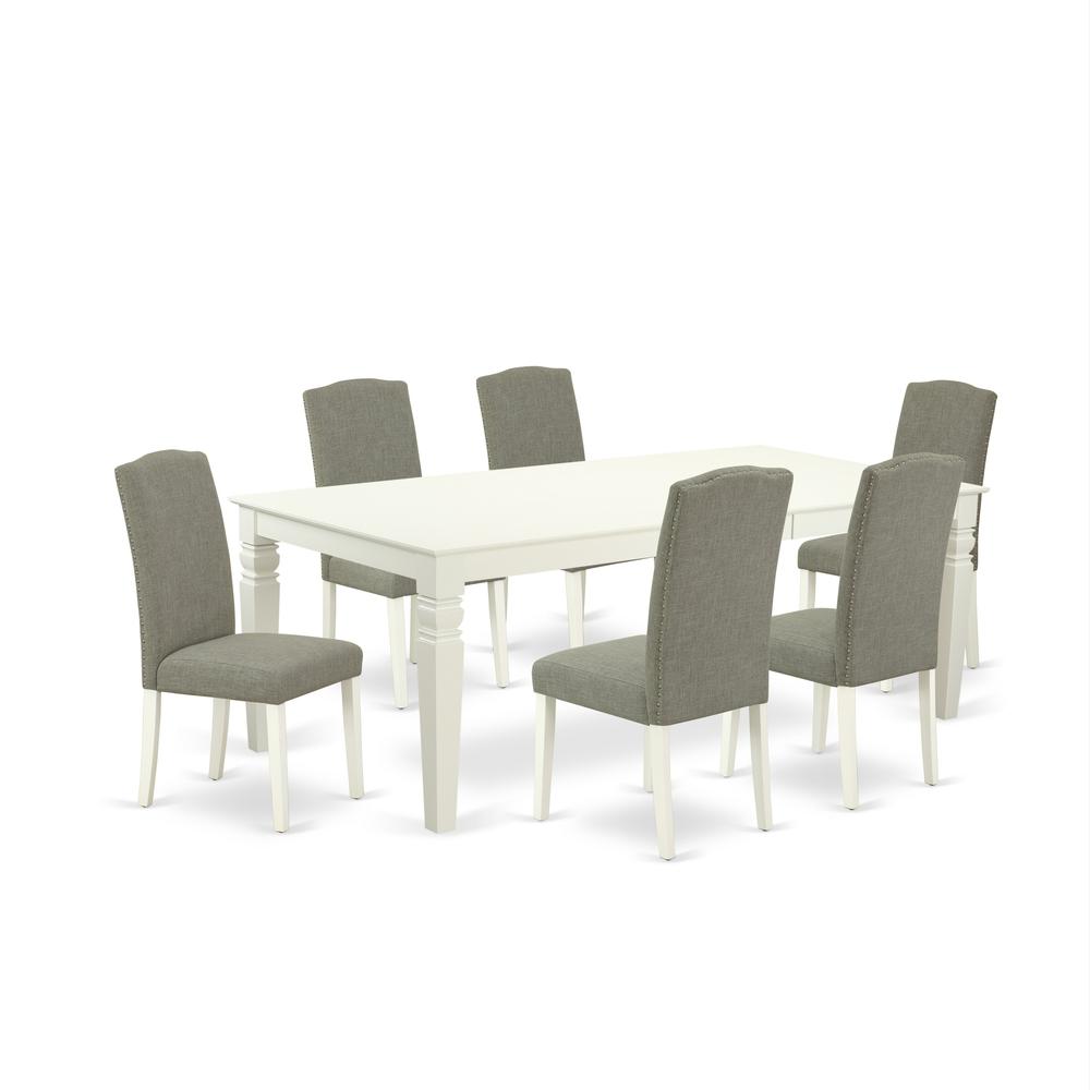 Dining Room Set Linen White, LGEN7-LWH-06. Picture 1