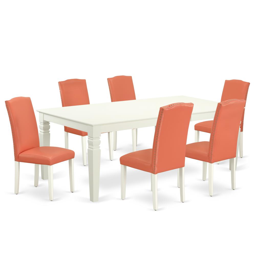 Dining Room Set Linen White, LGEN7-LWH-78. Picture 1