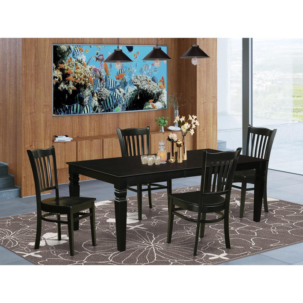 5  Pc  Dining  Room  set  with  a  Dinning  Table  and  4  Wood  Kitchen  Chairs  in  Black. Picture 4