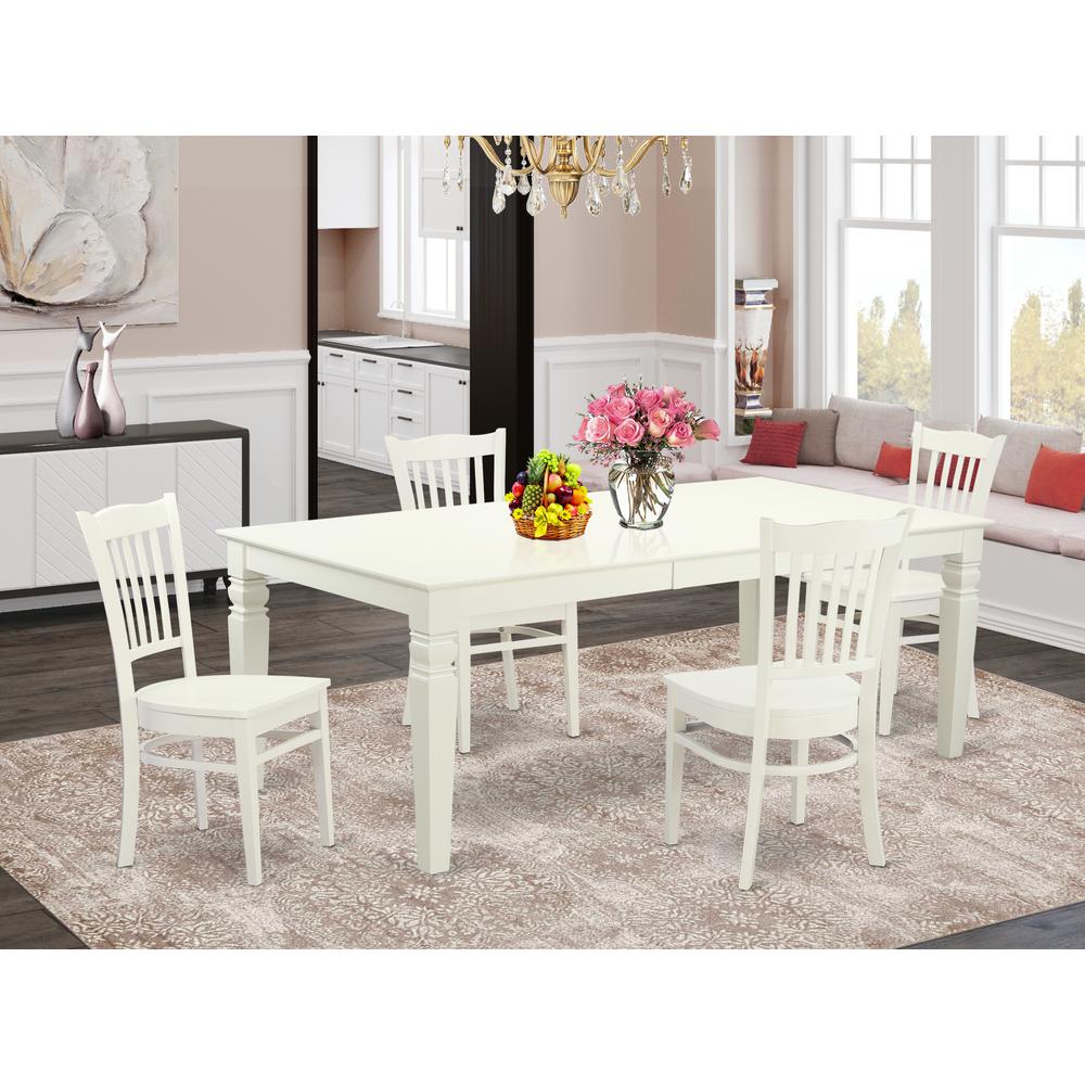 5  Pc  Kitchen  Table  set  with  a  Table  and  4  Dining  Chairs  in  Linen  White. Picture 4