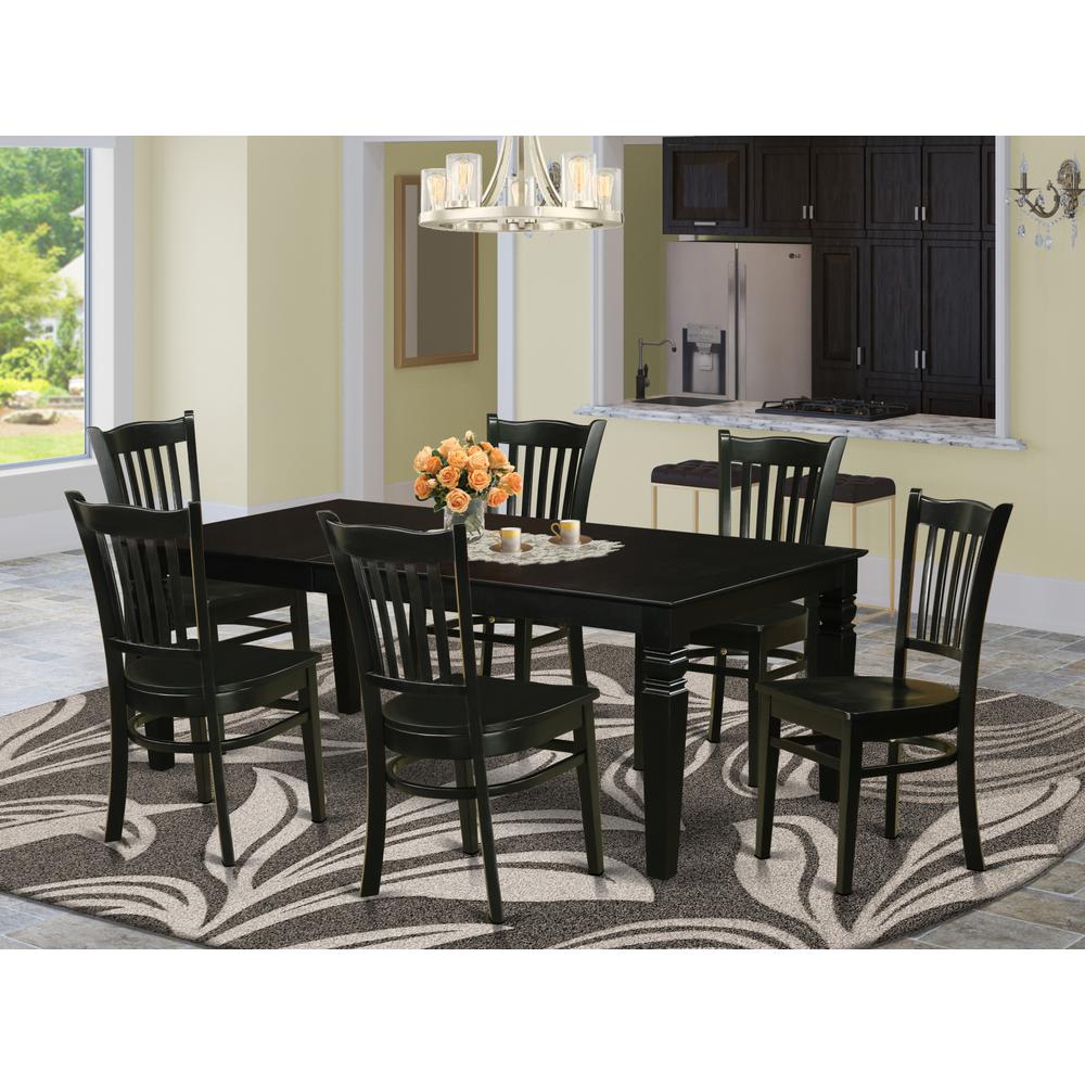 7  Pc  Dining  set  with  a  Dinning  Table  and  6  Wood  Kitchen  Chairs  in  Black. Picture 4