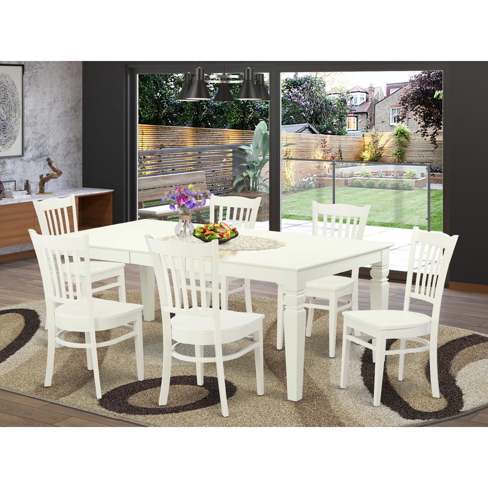 7  PcTable  and  chair  set  with  a  Dining  Table  and  6  Dining  Chairs  in  Linen  White. Picture 4