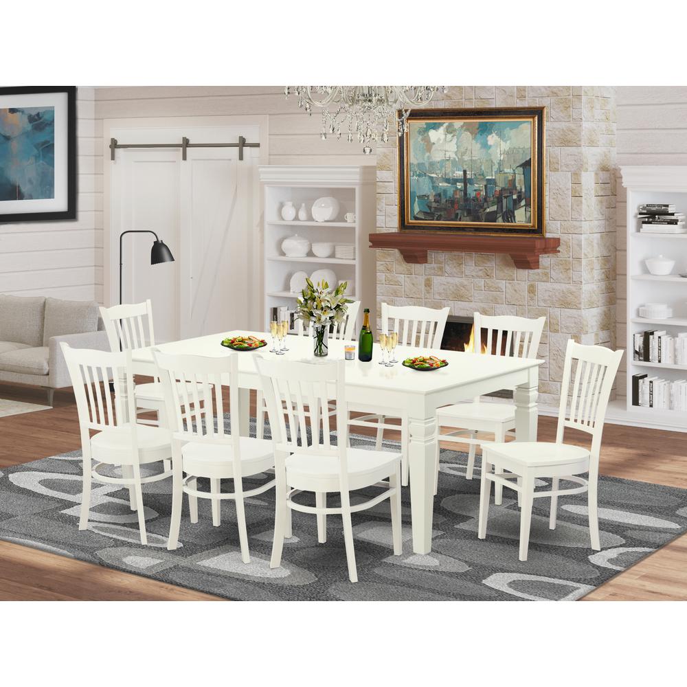 9  Pc  Dinette  set  with  a  Dining  Table  and  8  Kitchen  Chairs  in  Linen  White. Picture 4
