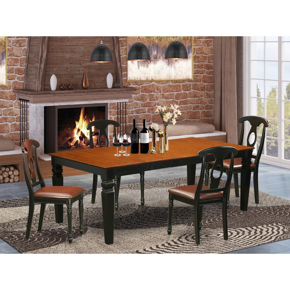 5  Pc  Kitchen  Table  set  with  a  Dining  Table  and  4  Kitchen  Chairs  in  Black  and  Cherry. Picture 4