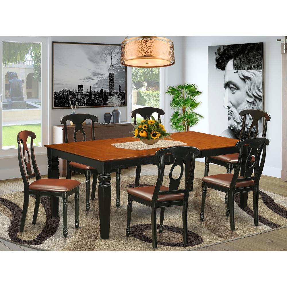 7  PcKitchen  Table  set  with  a  Table  and  6  Dining  Chairs  in  Black  and  Cherry. Picture 4