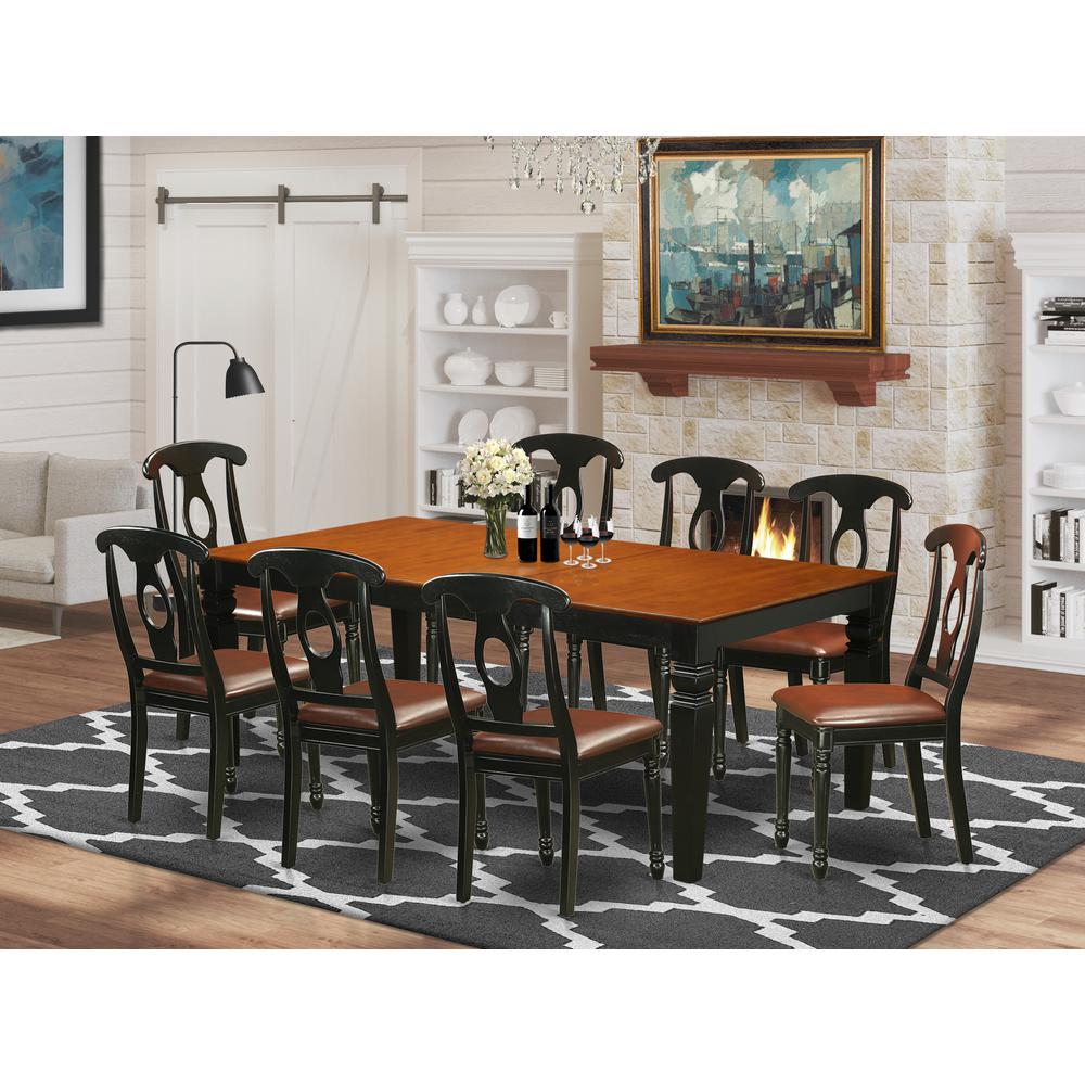 9  Pc  Table  and  chair  set  with  a  Dining  Table  and  8  Dining  Chairs  in  Black  and  Cherry. Picture 4