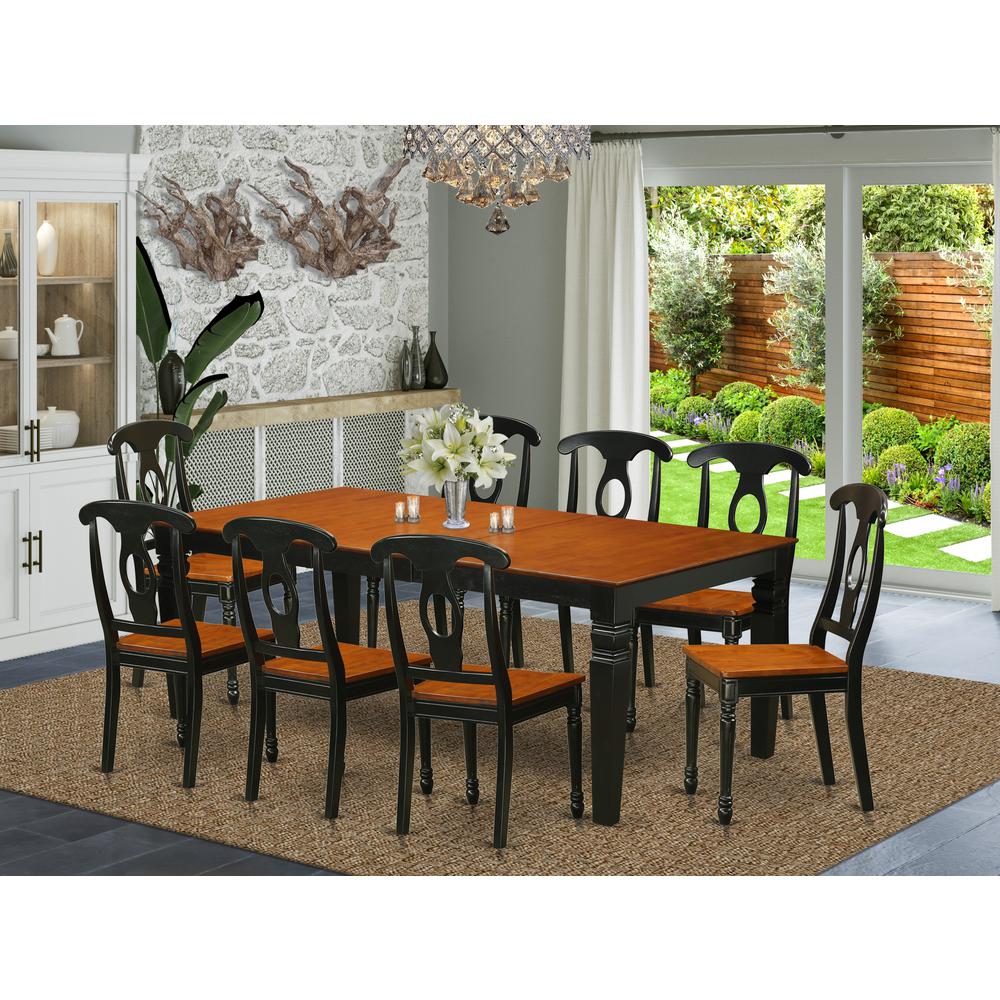 9  PC  Table  and  chair  set  with  a  Dining  Table  and  8  Dining  Chairs  in  Black  and  Cherry. Picture 4