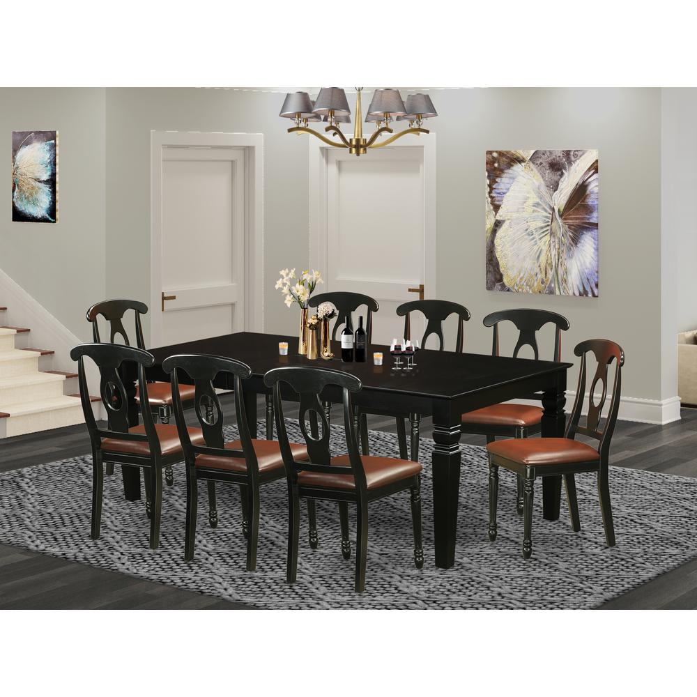9  Pc  Dining  set  with  a  Dining  Table  and  8  Leather  Dining  Chairs  in  Black. Picture 4