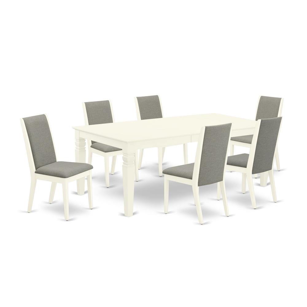 Dining Room Set Linen White, LGLA7-LWH-06. Picture 1