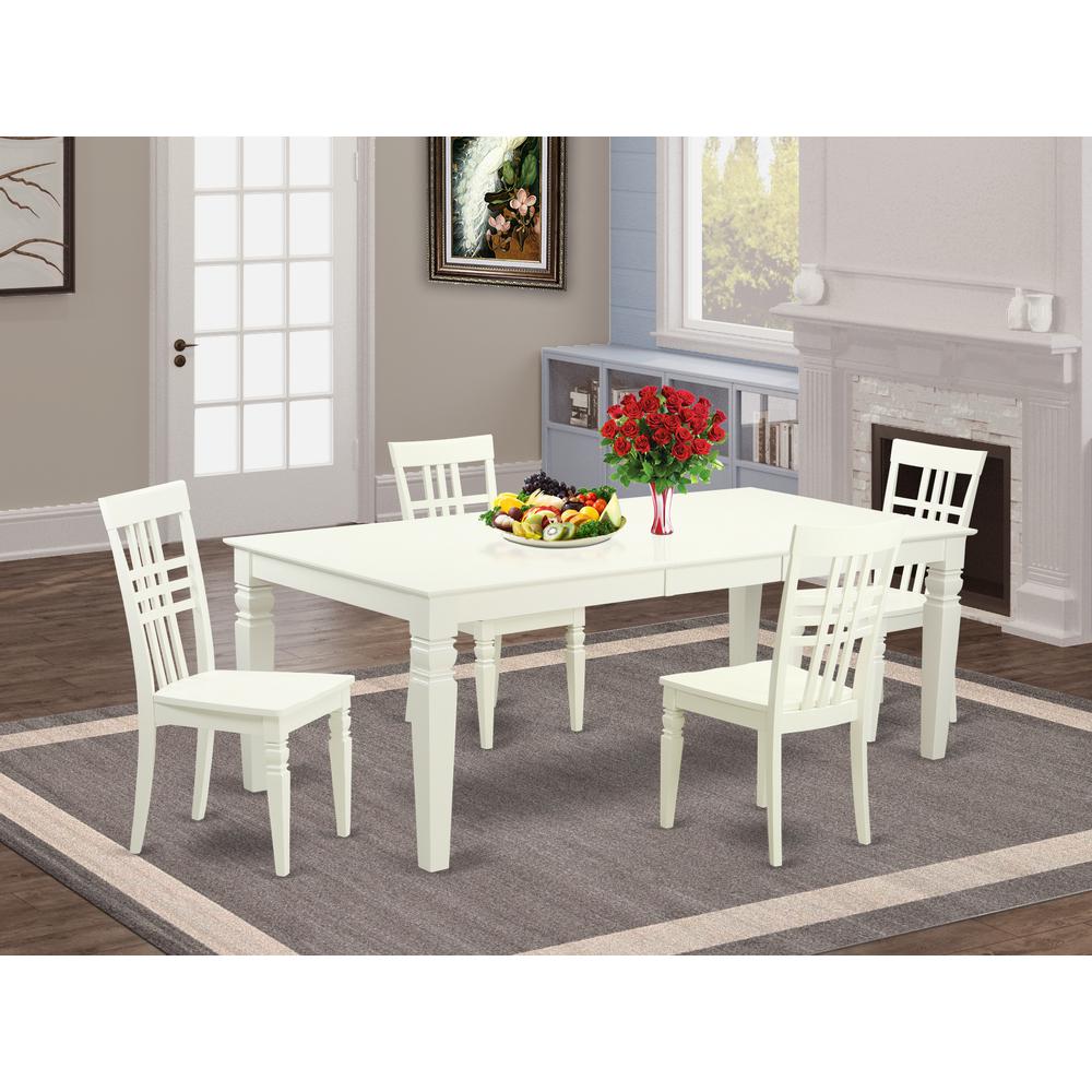 5  Pc  Dining  room  set  with  a  Table  and  4  Dining  Chairs  in  Linen  White. Picture 4
