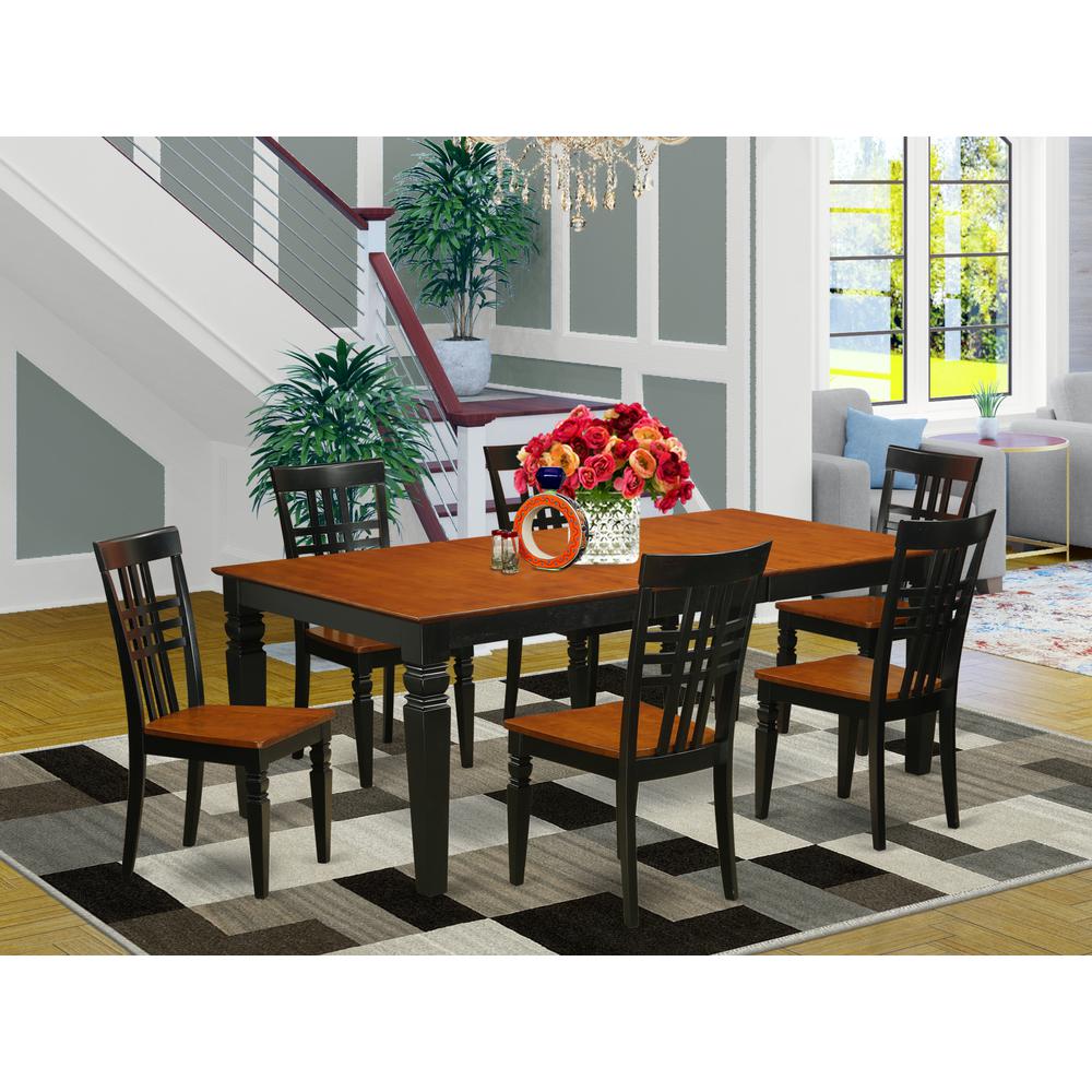 7  PcTable  and  chair  set  with  a  Table  and  6  Dining  Chairs  in  Black  and  Cherry. Picture 4