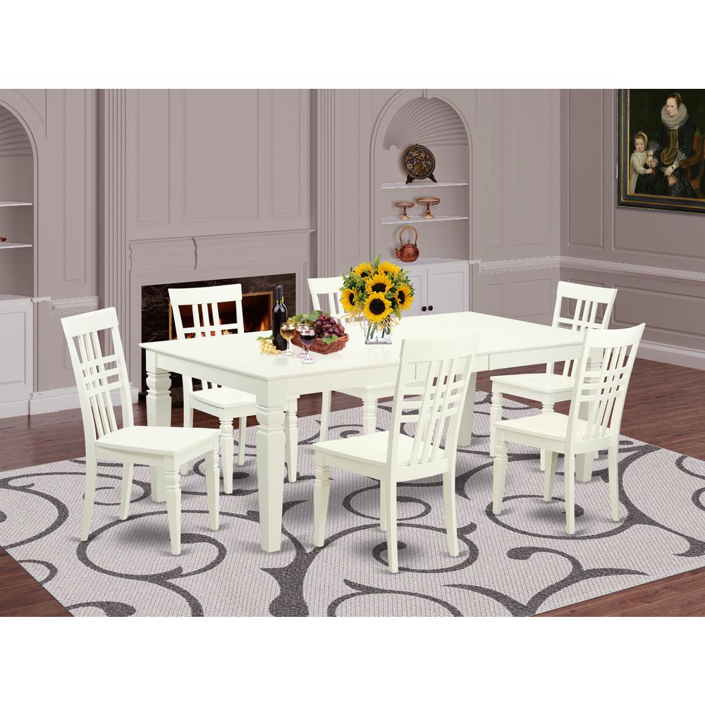 7  PcTable  set  with  a  Dining  Table  and  6  Dining  Chairs  in  Linen  White. Picture 4