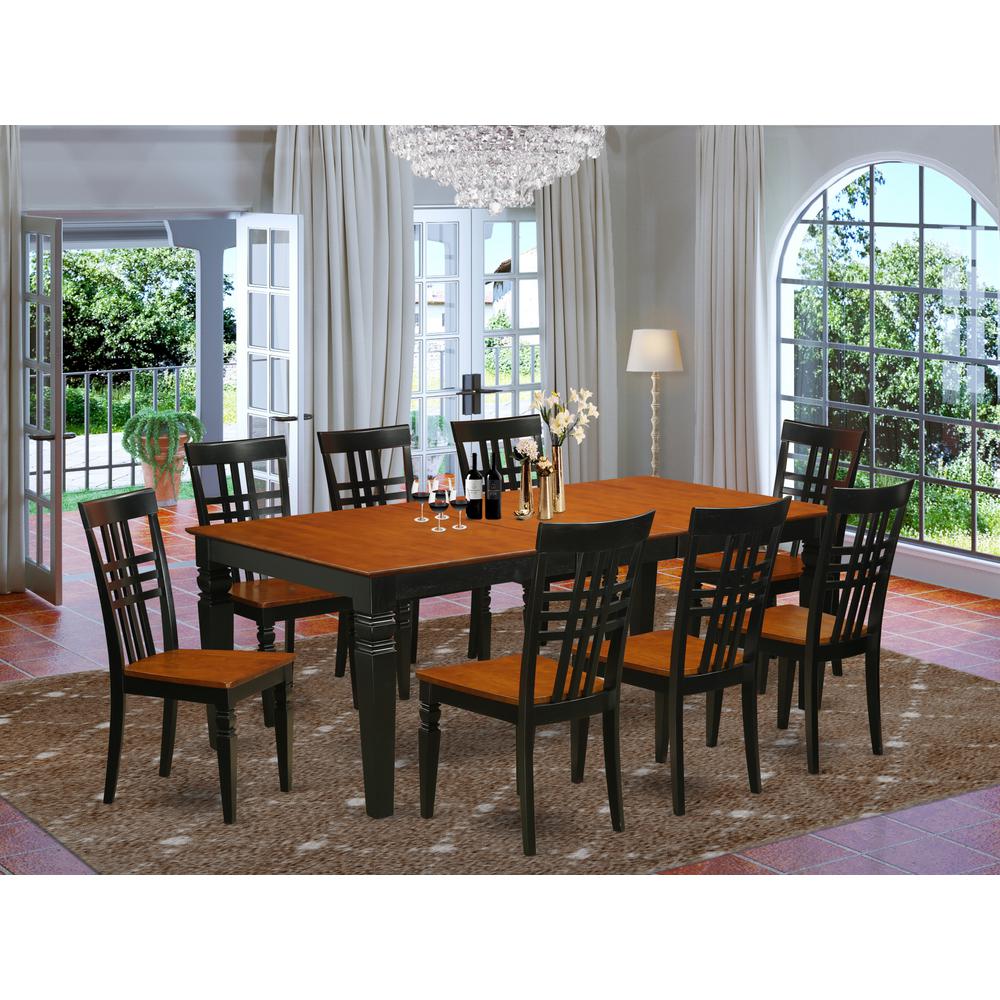 9  Pc  Table  and  chair  set  with  a  Dining  Table  and  8  Dining  Chairs  in  Black  and  Cherry. Picture 4