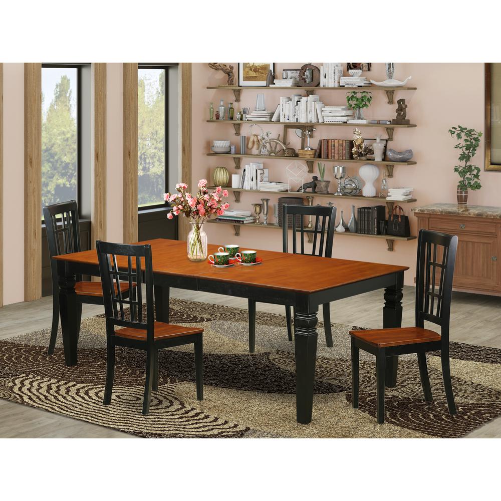 5  PC  Kitchen  Table  set  with  a  Dining  Table  and  4  Kitchen  Chairs  in  Black  and  Cherry. Picture 4
