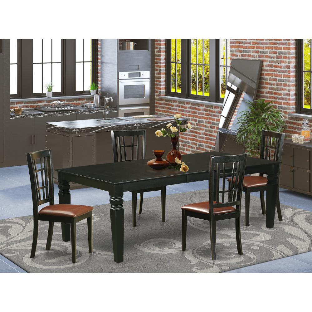 5  Pc  Dinette  set  with  a  Dinning  Table  and  4  Leather  Dining  Chairs  in  Black. Picture 4